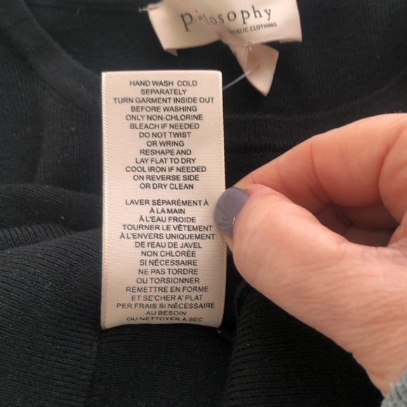 Philosophy Republic Ruffled Flutter Sleeve Black Knit Top Blouse Large NWT - Picture 11 of 14